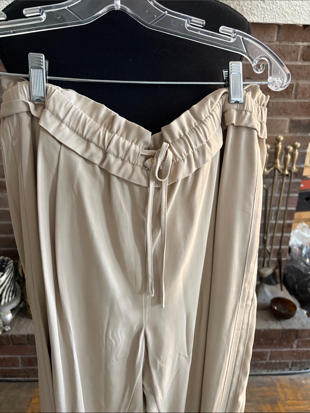 Reiss Beige Wide-Leg Drawstring Pants - Picture 2 of 5